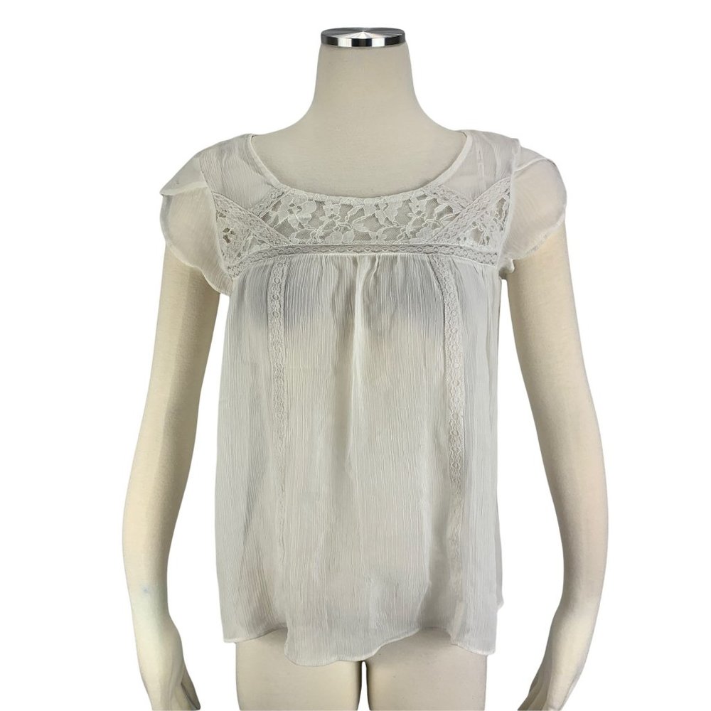 Jessica Simpson Small Blouse Semi Sheer White Feminine Romantic